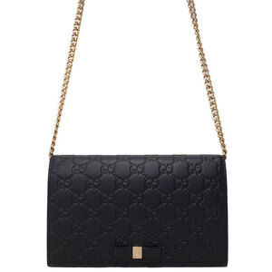 GUCCI Signature Guccissima Wallet on Chain Bag Black